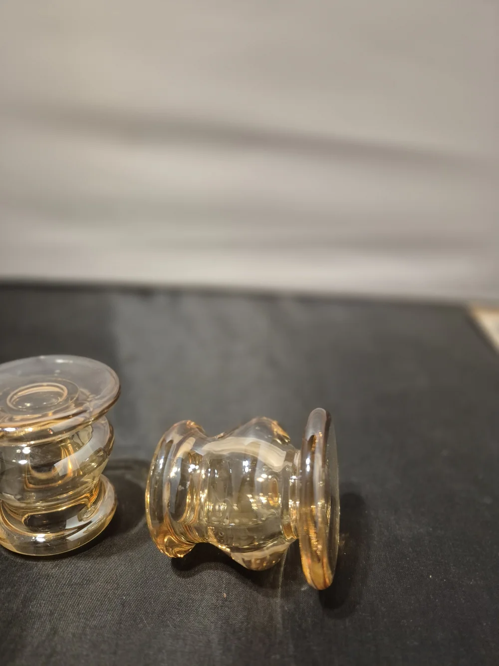 Amber Glass Candle Holders -set Of 2 NWOT's